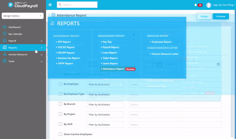 Malaysia AutoCount Cloud Payroll eAttendance Report