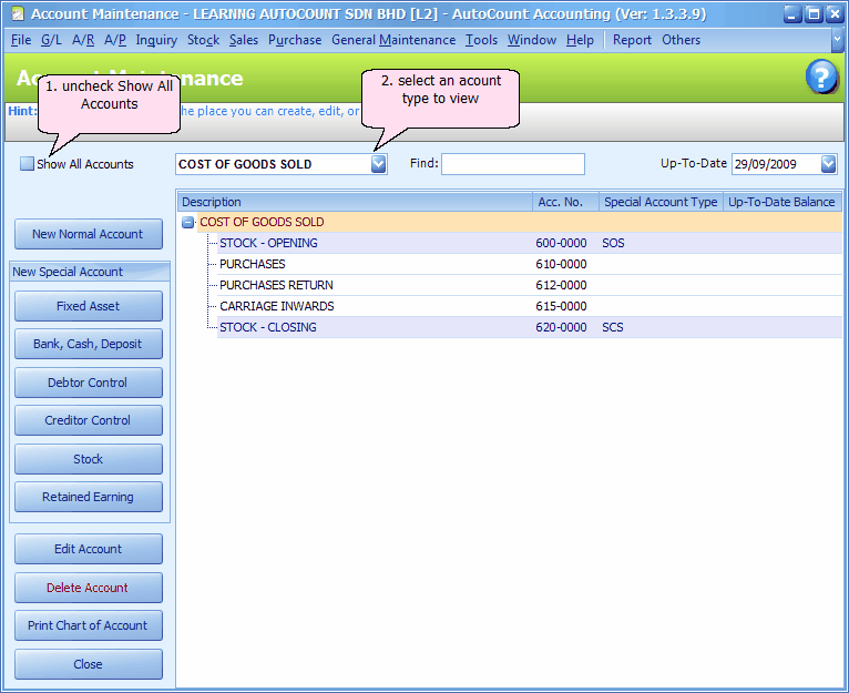 Ubs Chart Of Account Code List