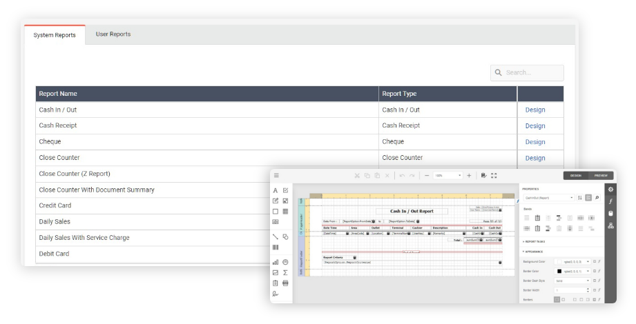 Built-in Report Designer